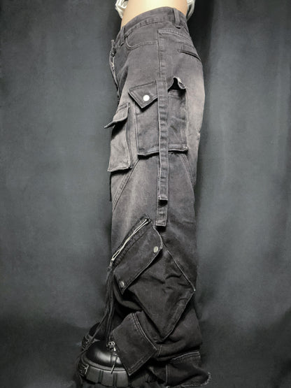 zip pocket straight denim A133