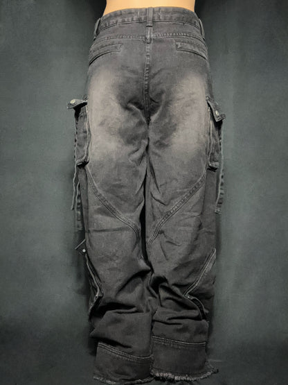 zip pocket straight denim A133