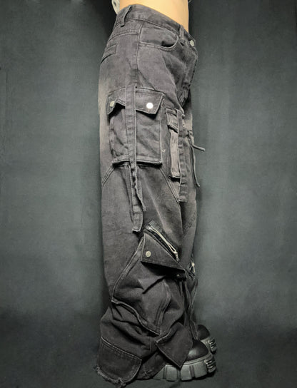 zip pocket straight denim A133