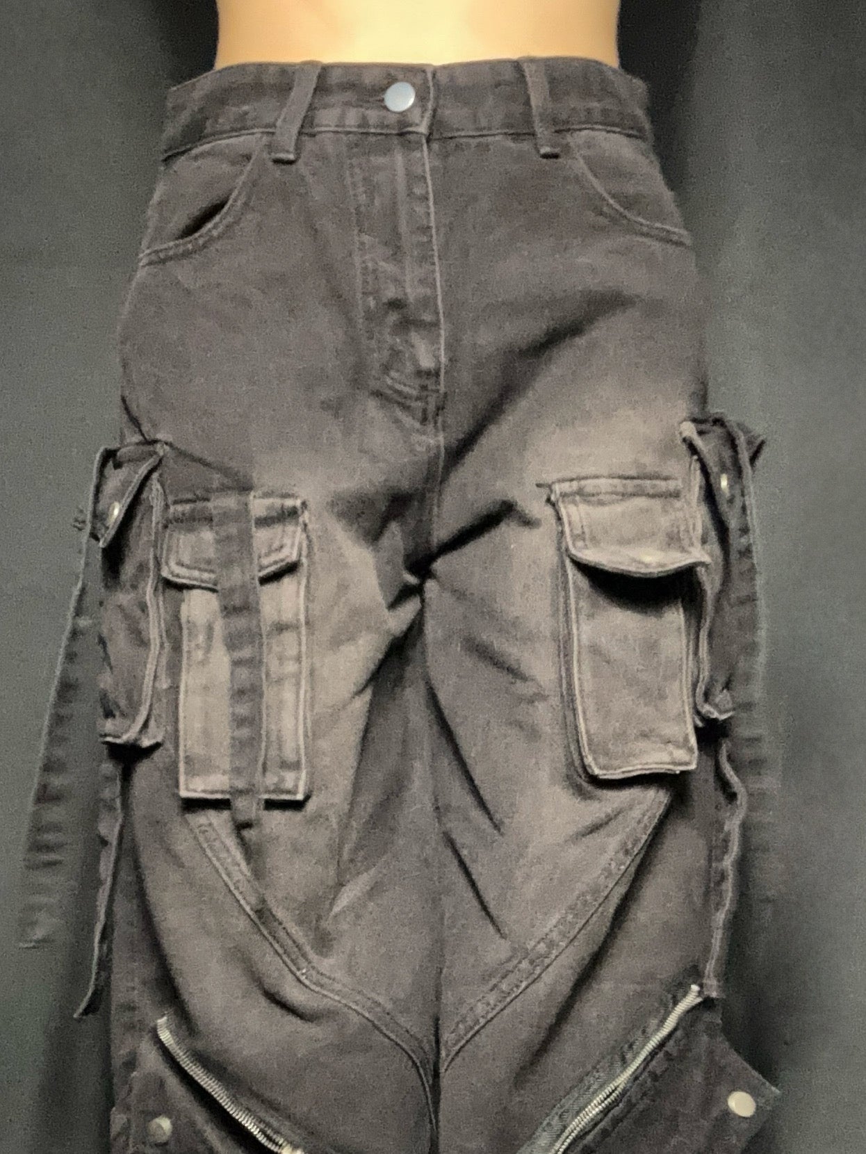 zip pocket straight denim A133