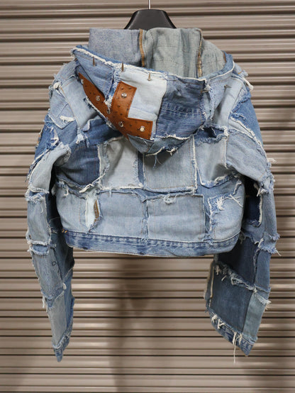 Leopard Chaos Denim Hoodie RA1015