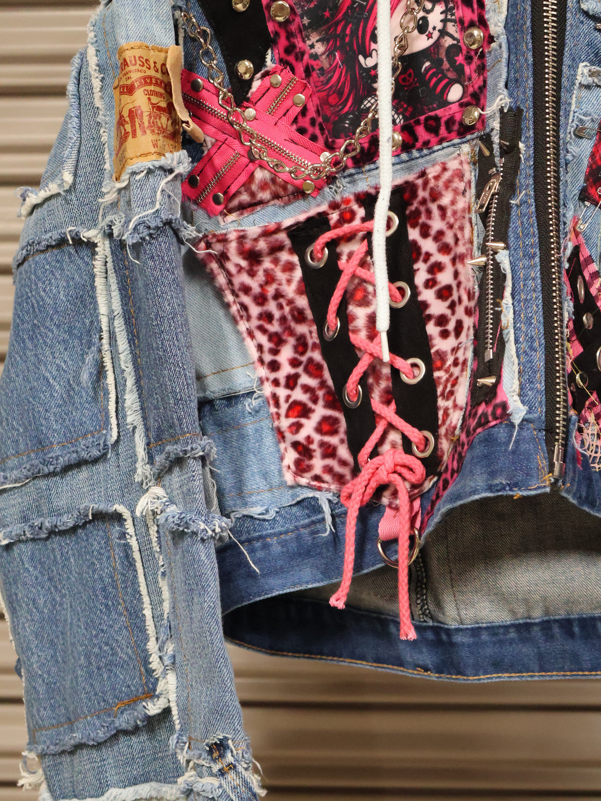 Pink Riot Patchwork Denim Hoodie RA1016