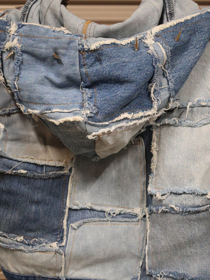 Pink Riot Patchwork Denim Hoodie RA1016