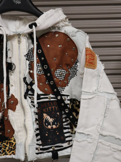 Ivory Rebel Patchwork Hoodie RA1019