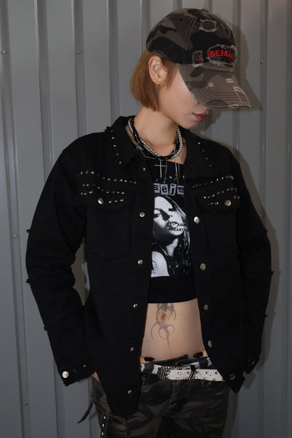 studs denim shirt A322