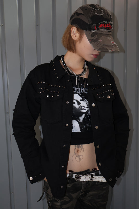 studs denim shirt A322