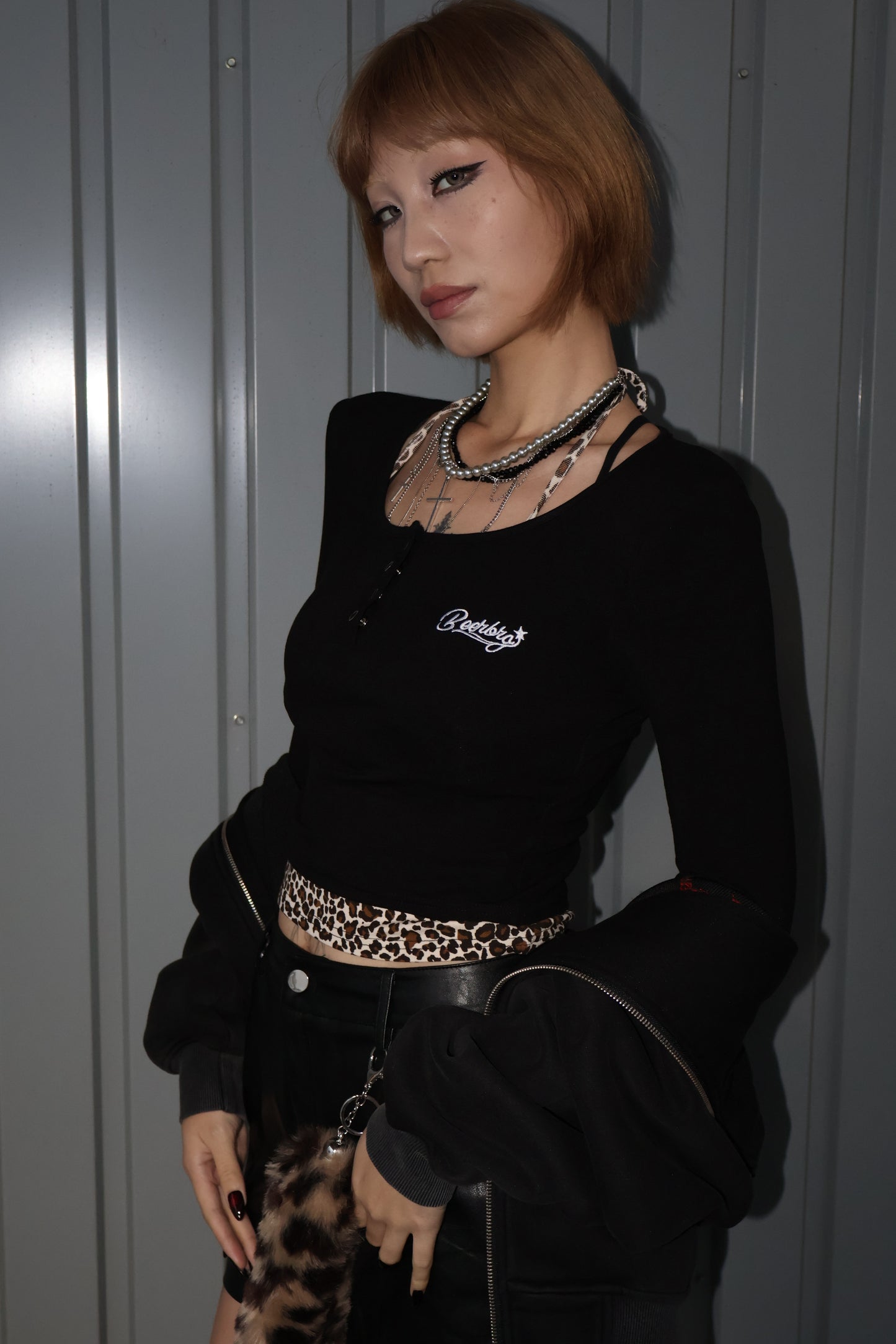 Leopard Trim Top A327