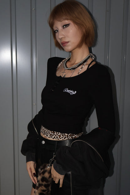 Leopard Trim Top A327