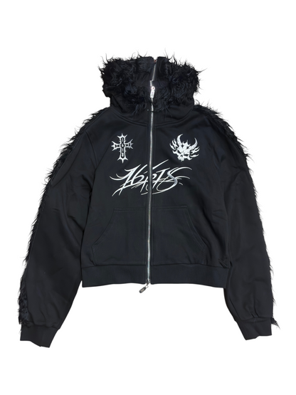 Fur Sleeve Zip Set up A699