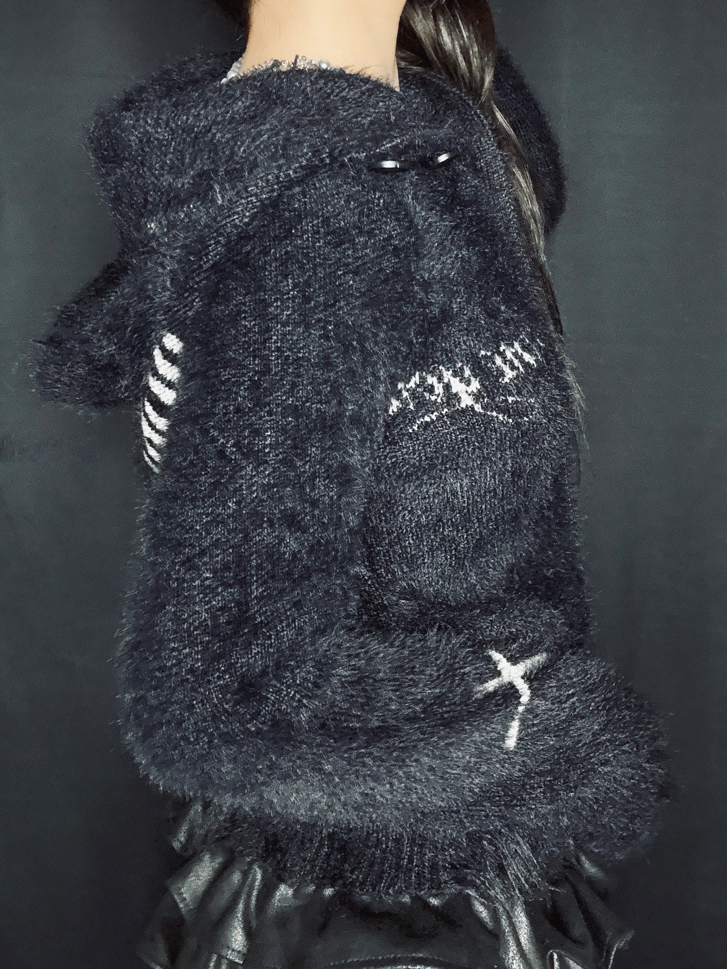 Fuzzy Knit Hoodie  A698