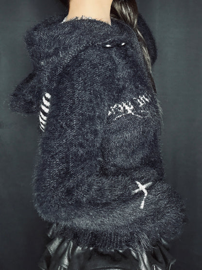 Fuzzy Knit Hoodie  A698