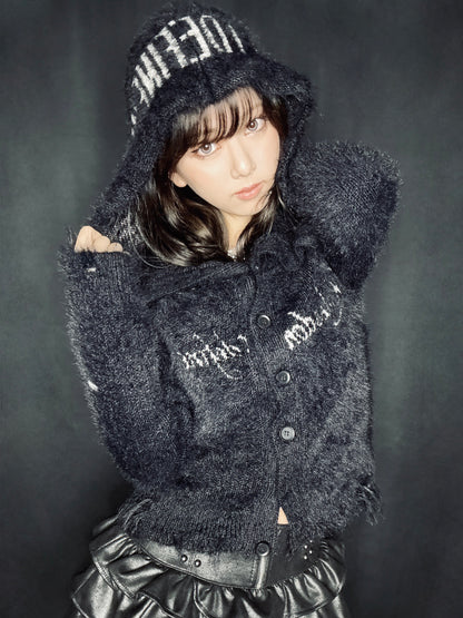 Fuzzy Knit Hoodie  A698