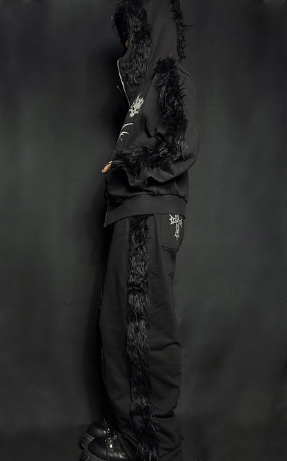 Fur Sleeve Zip Set up A699
