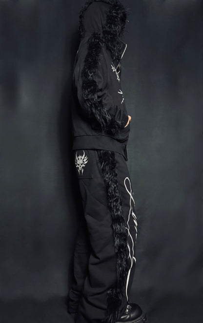 Fur Sleeve Zip Set up A699