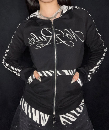 Zebra Trim Zip Hoodie  A696
