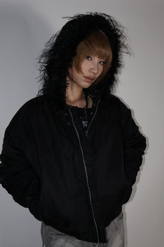 24-K46 arm gather fur jacket A362