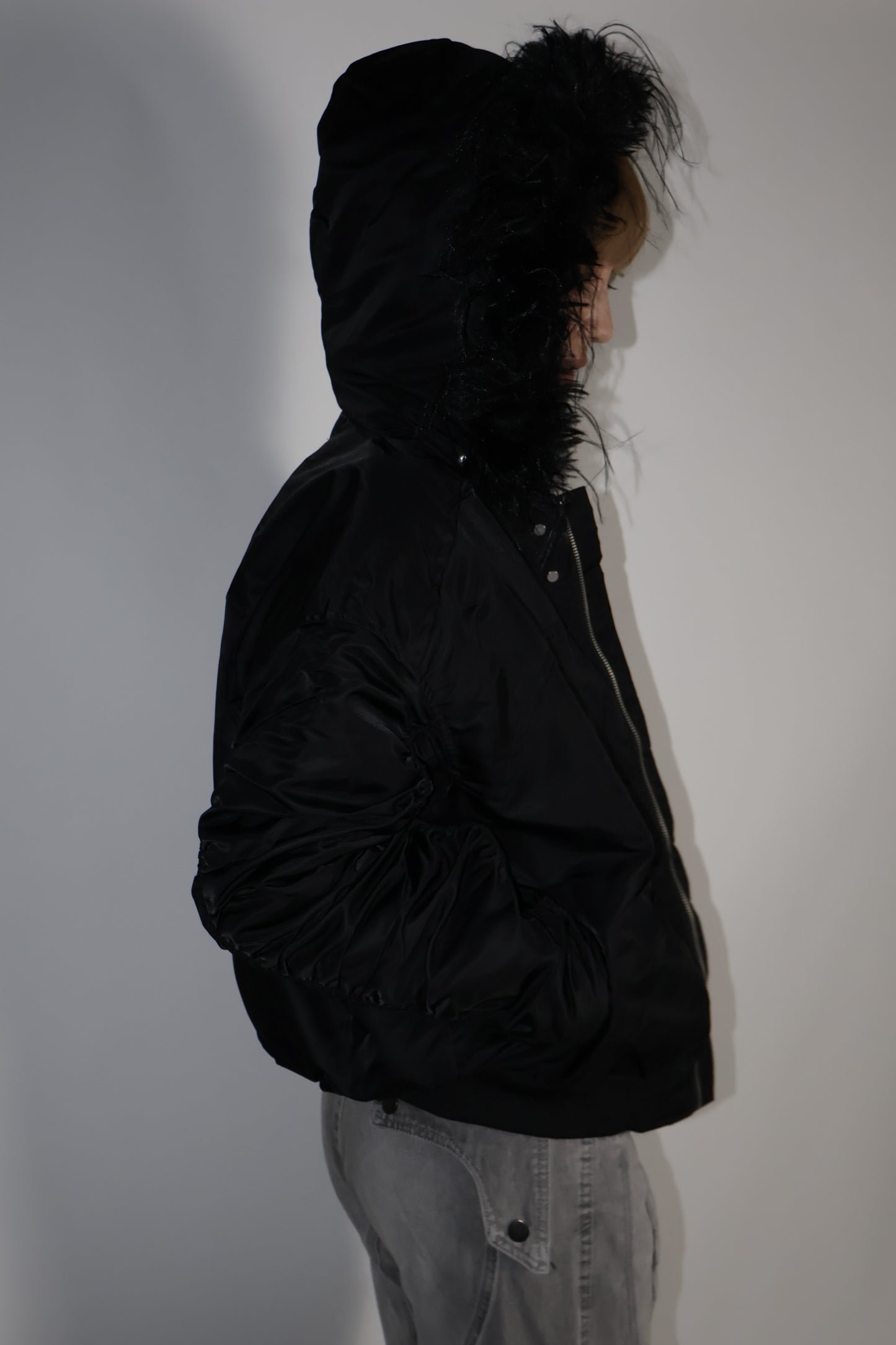 24-K46 arm gather fur jacket A362