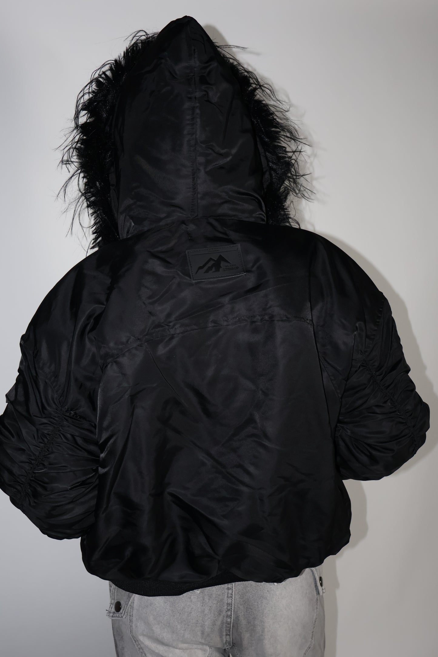 24-K46 arm gather fur jacket A362