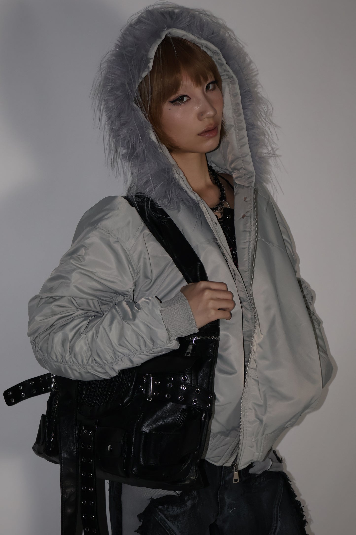 24-K46 arm gather fur jacket A362