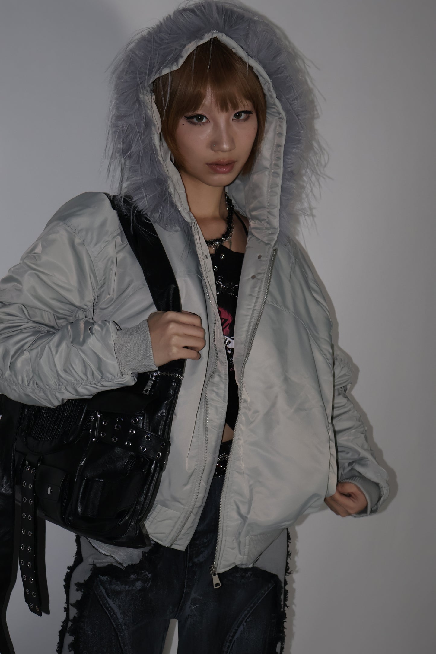 24-K46 arm gather fur jacket A362