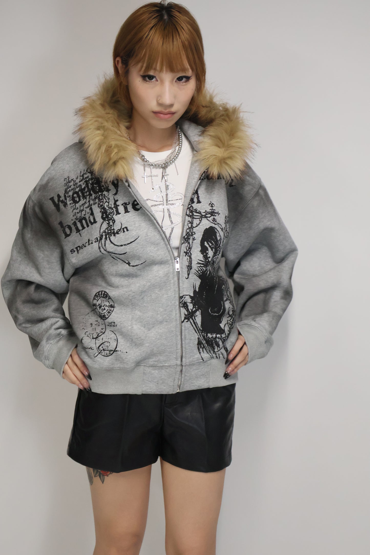 Grunge Fur Hoodie A323