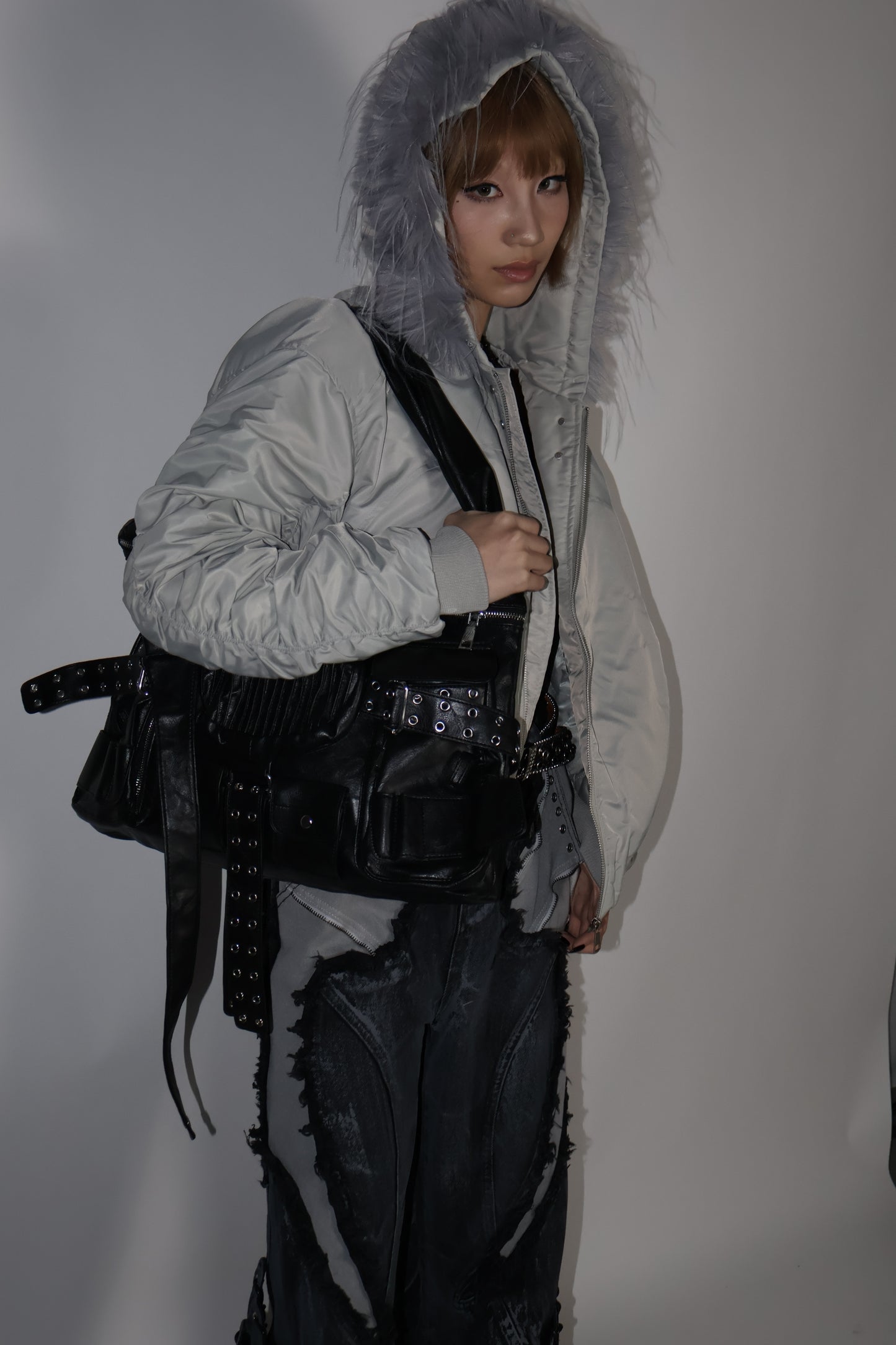 24-K46 arm gather fur jacket A362