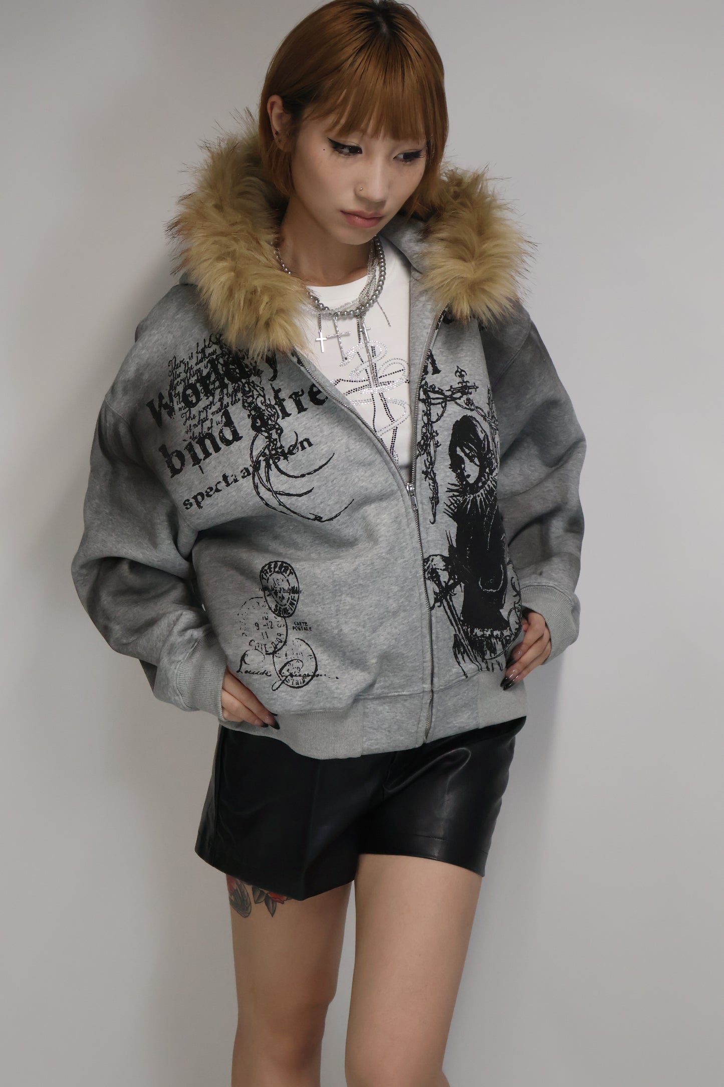 Grunge Fur Hoodie A323