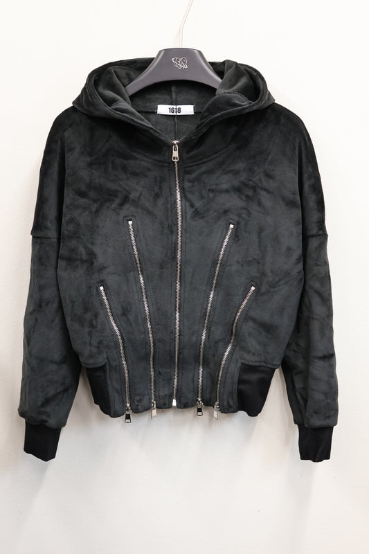 some zip corset short hoodie A374