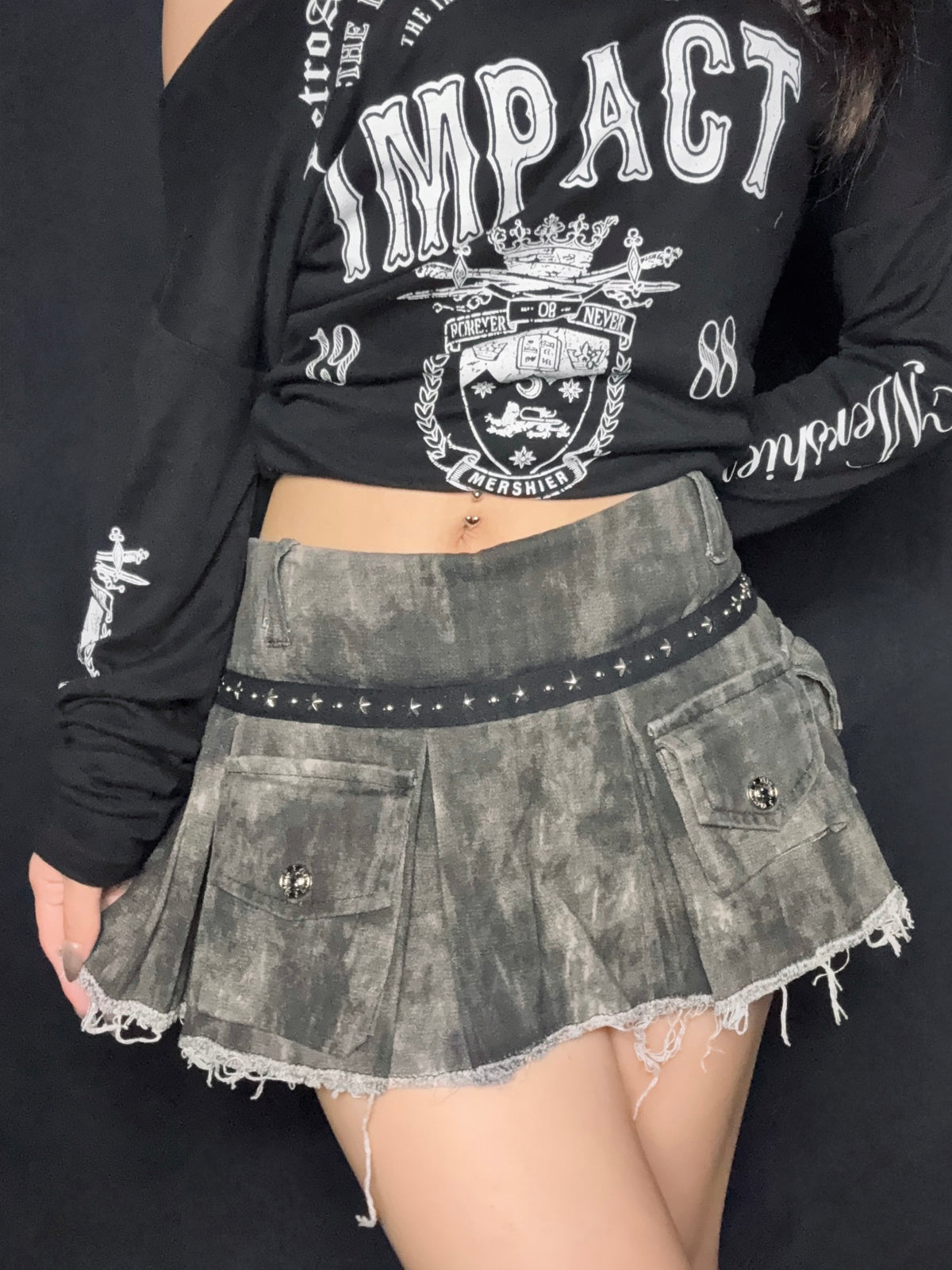 Stud Belt Mini Skirt A502