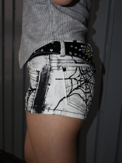 Spider Skull Denim Mini Skirt A542