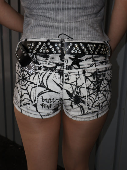 Spider Skull Denim Mini Skirt A542