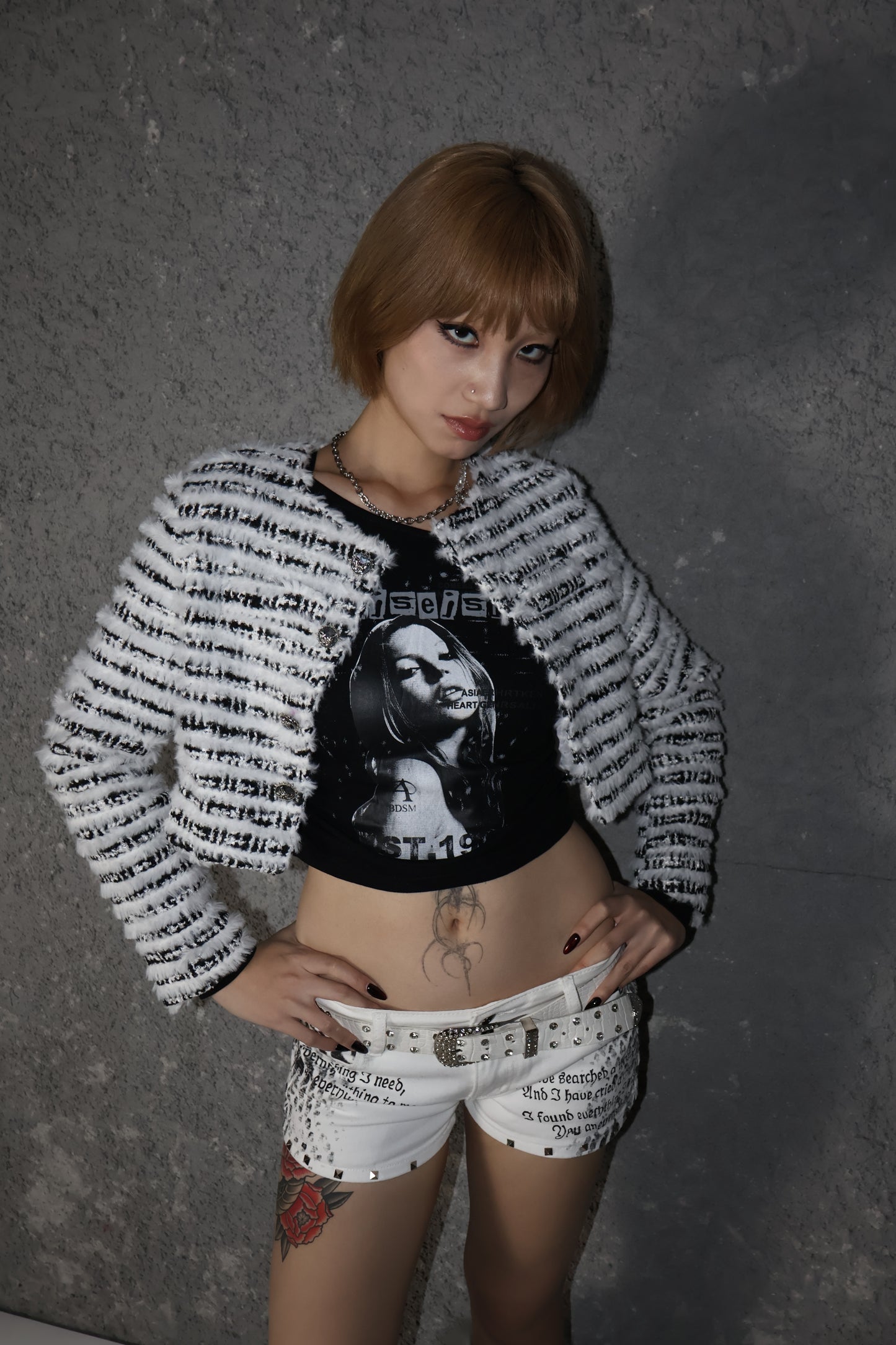 Fuzzy Stripe Jacket A321