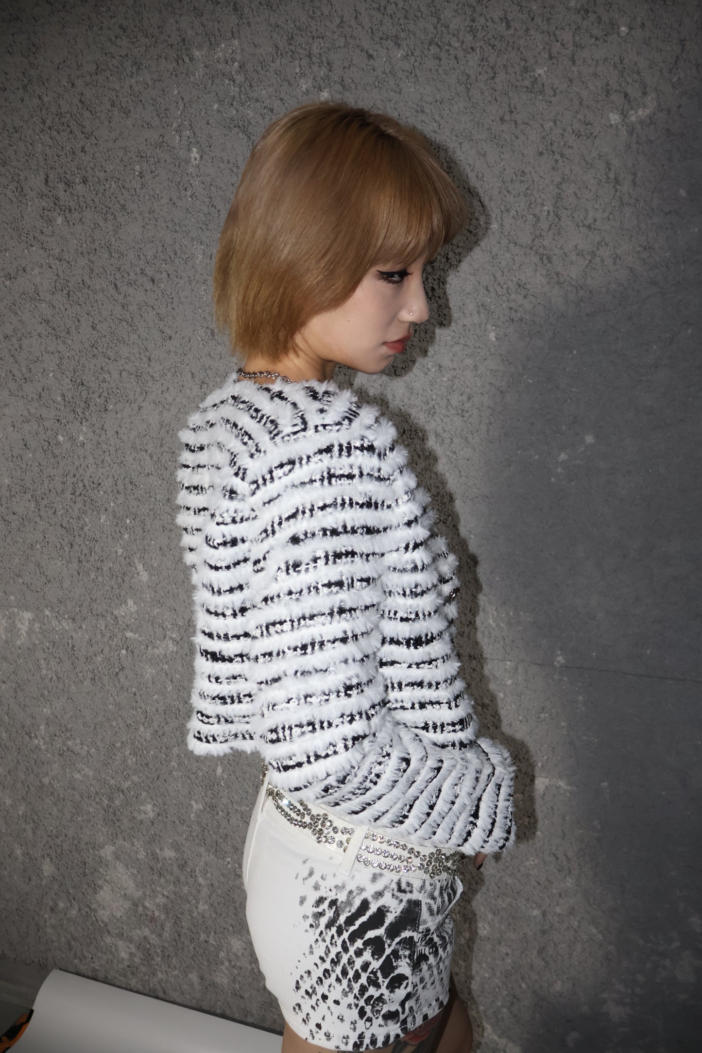 Fuzzy Stripe Jacket A321