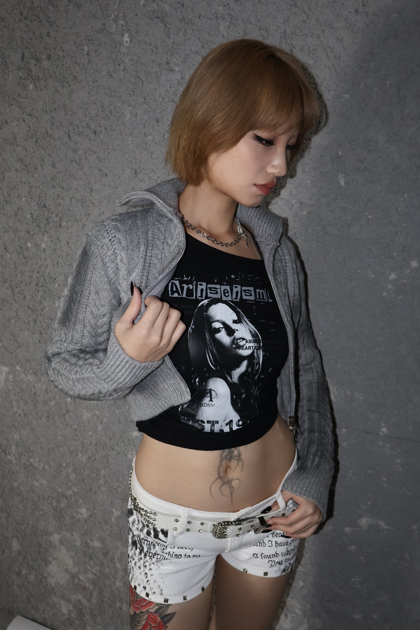 highjack  short zip knitA373