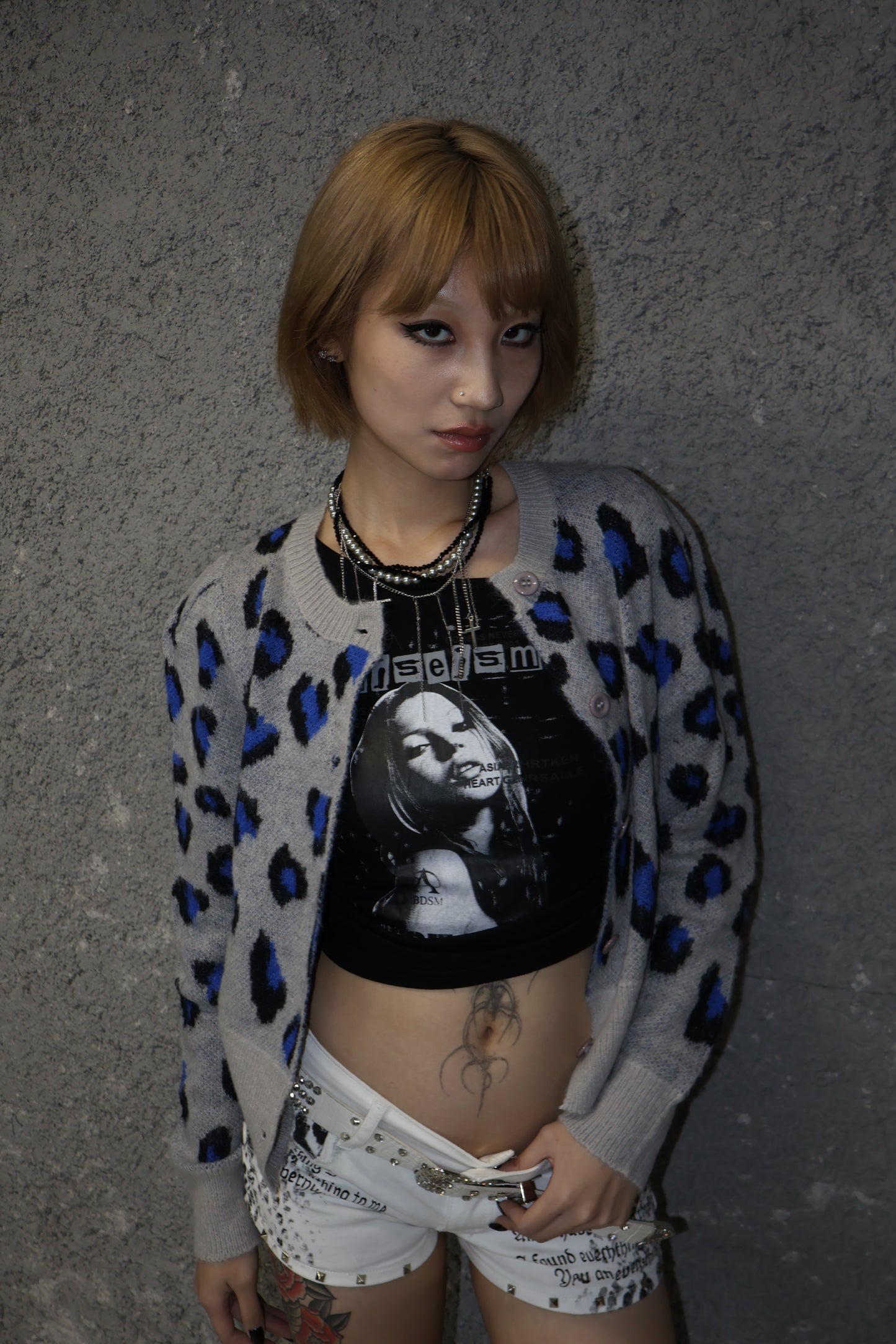 24-K31 color leopard cardigan A393