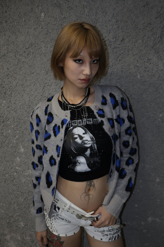24-K31 color leopard cardigan A393
