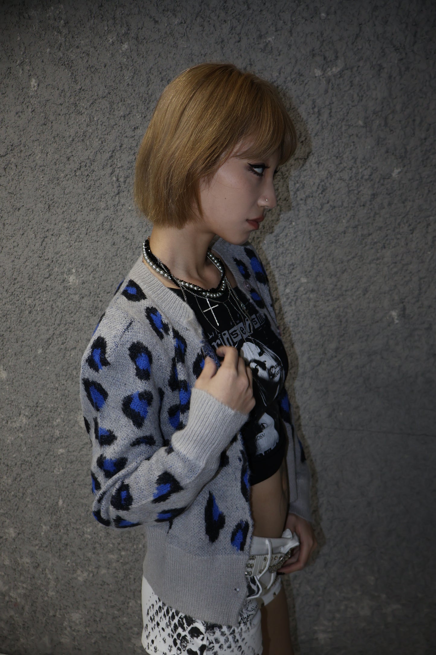 24-K31 color leopard cardigan A393