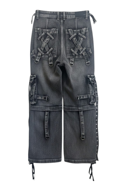 Strap Cargo Denim Pants A569