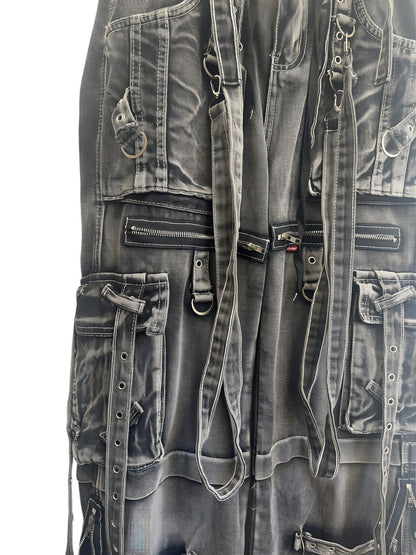 Strap Cargo Denim Pants A569