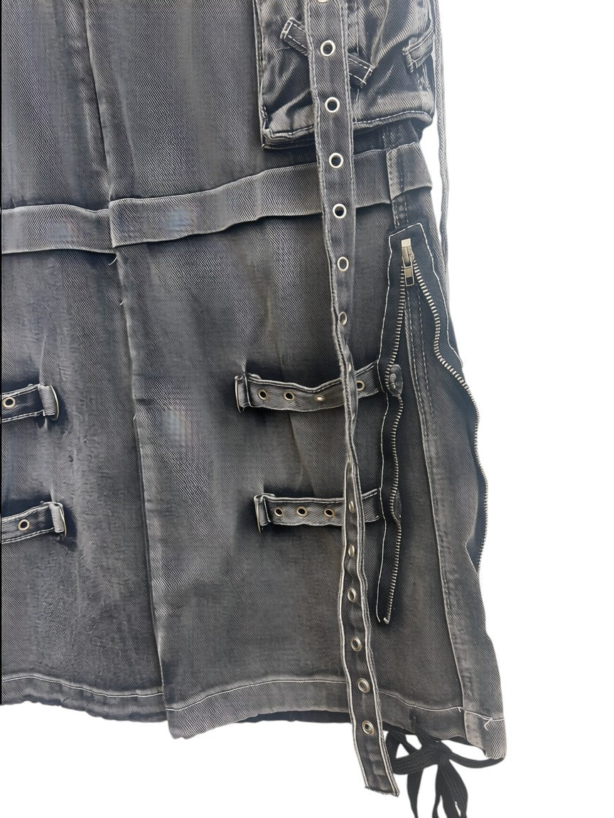 Strap Cargo Denim Pants A569