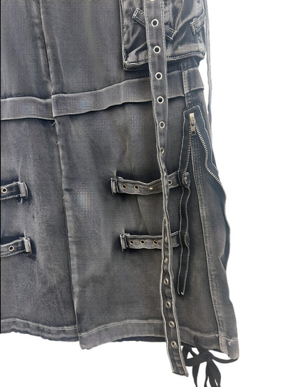 Strap Cargo Denim Pants A569