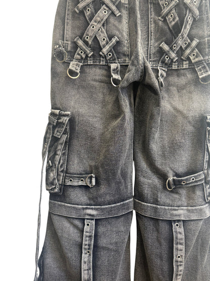 Strap Cargo Denim Pants A569
