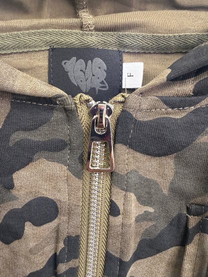 Camo Zip Hood Top A574
