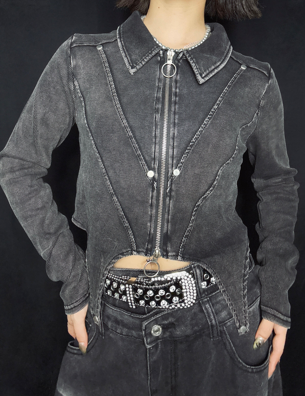 zip short tops A485
