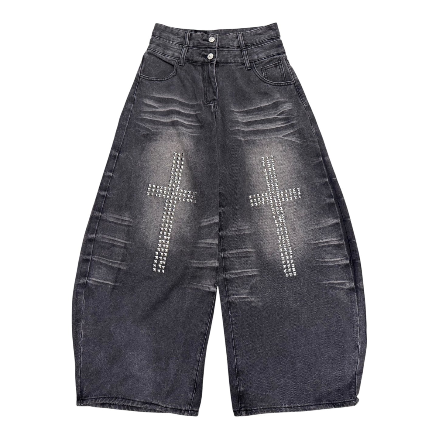 Rhinestone Cross Denim  A704