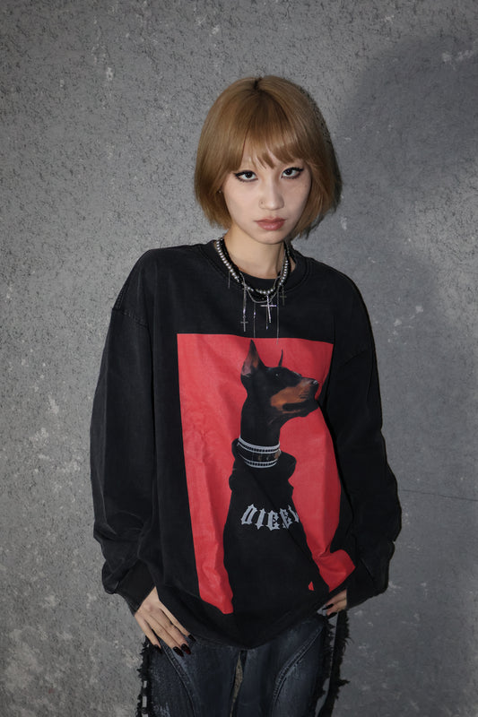 dog print long-T A383