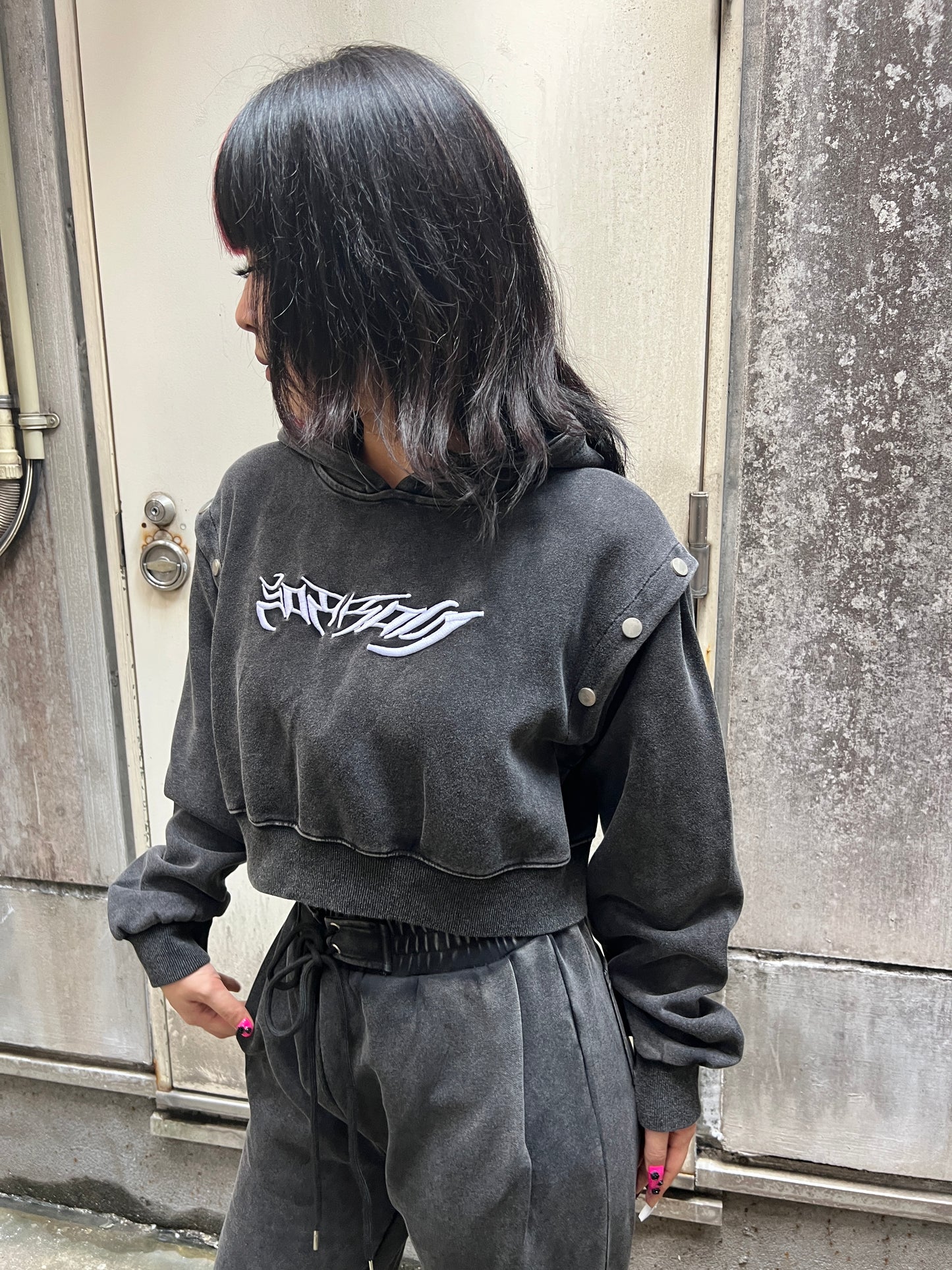 Carbon Crop Hoodie A309