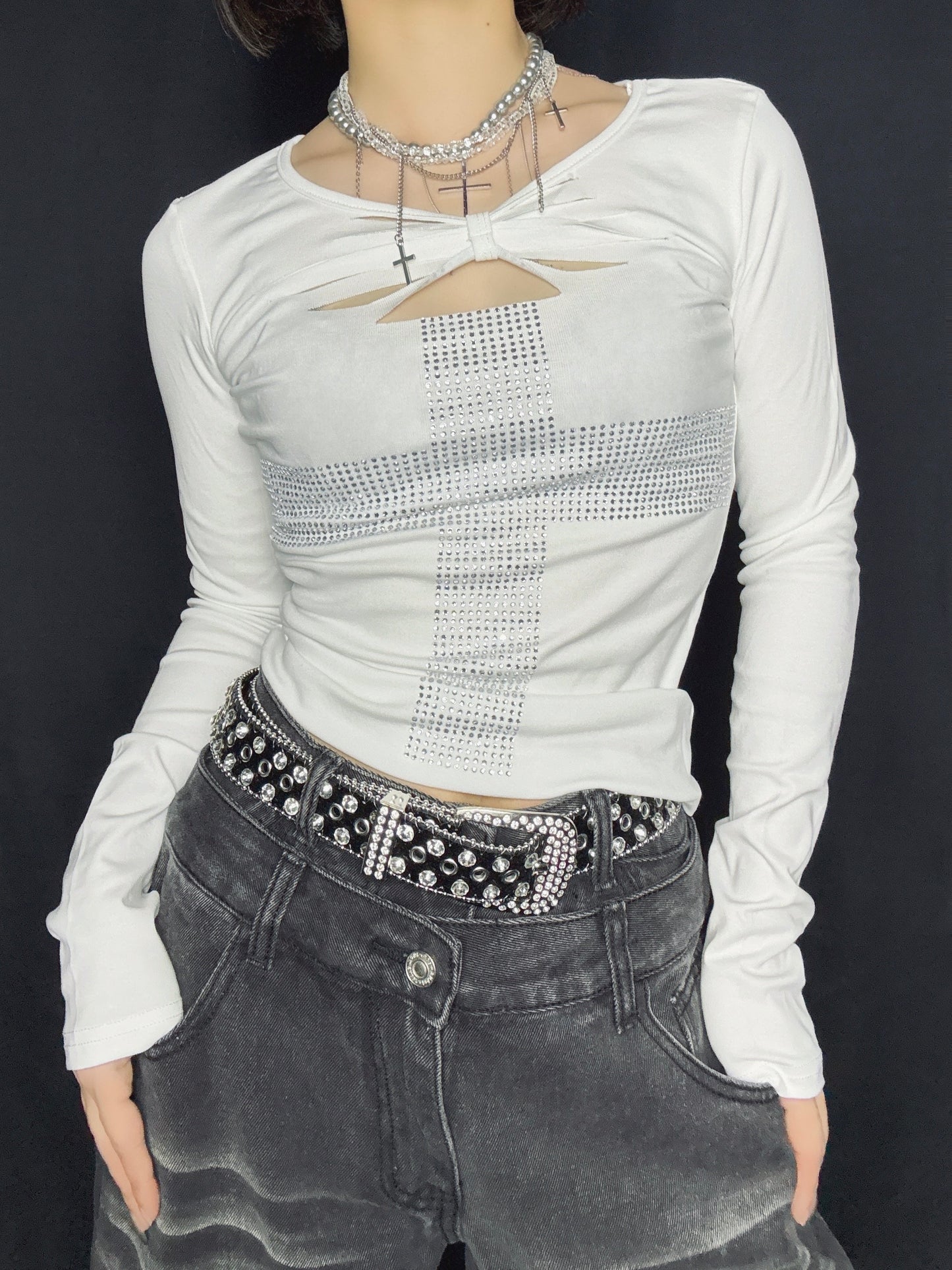 Studded Cross Top  A706