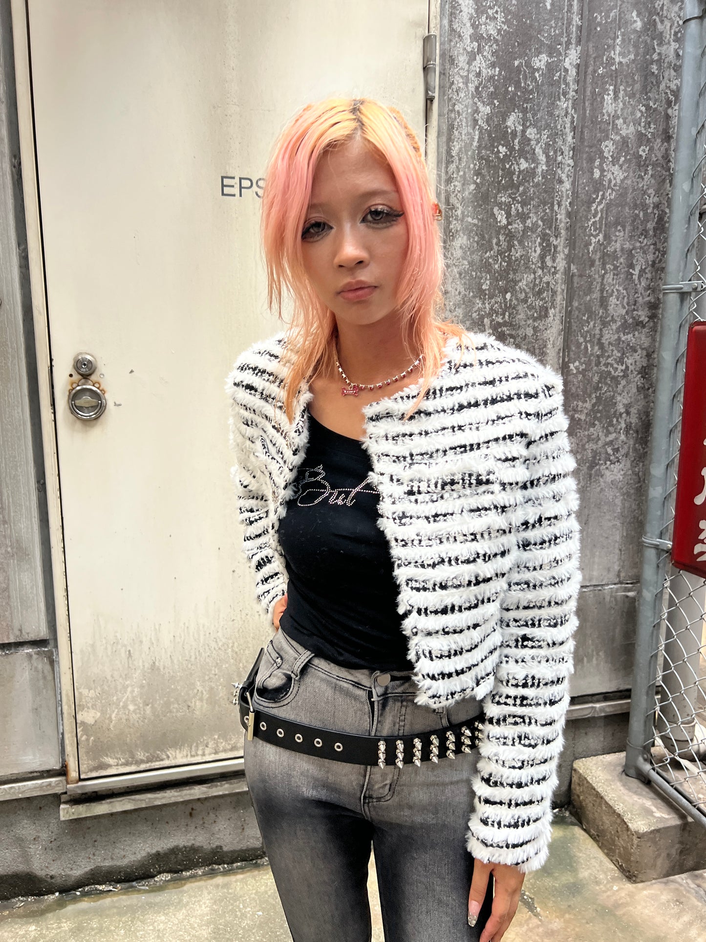 Fuzzy Stripe Jacket A321