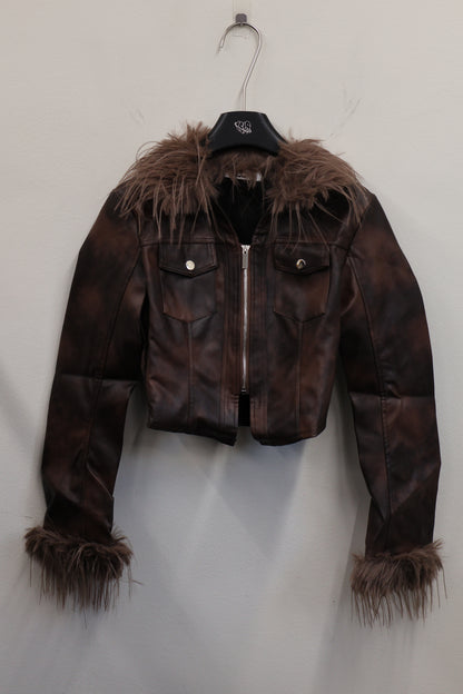 fur light leather shirt A420